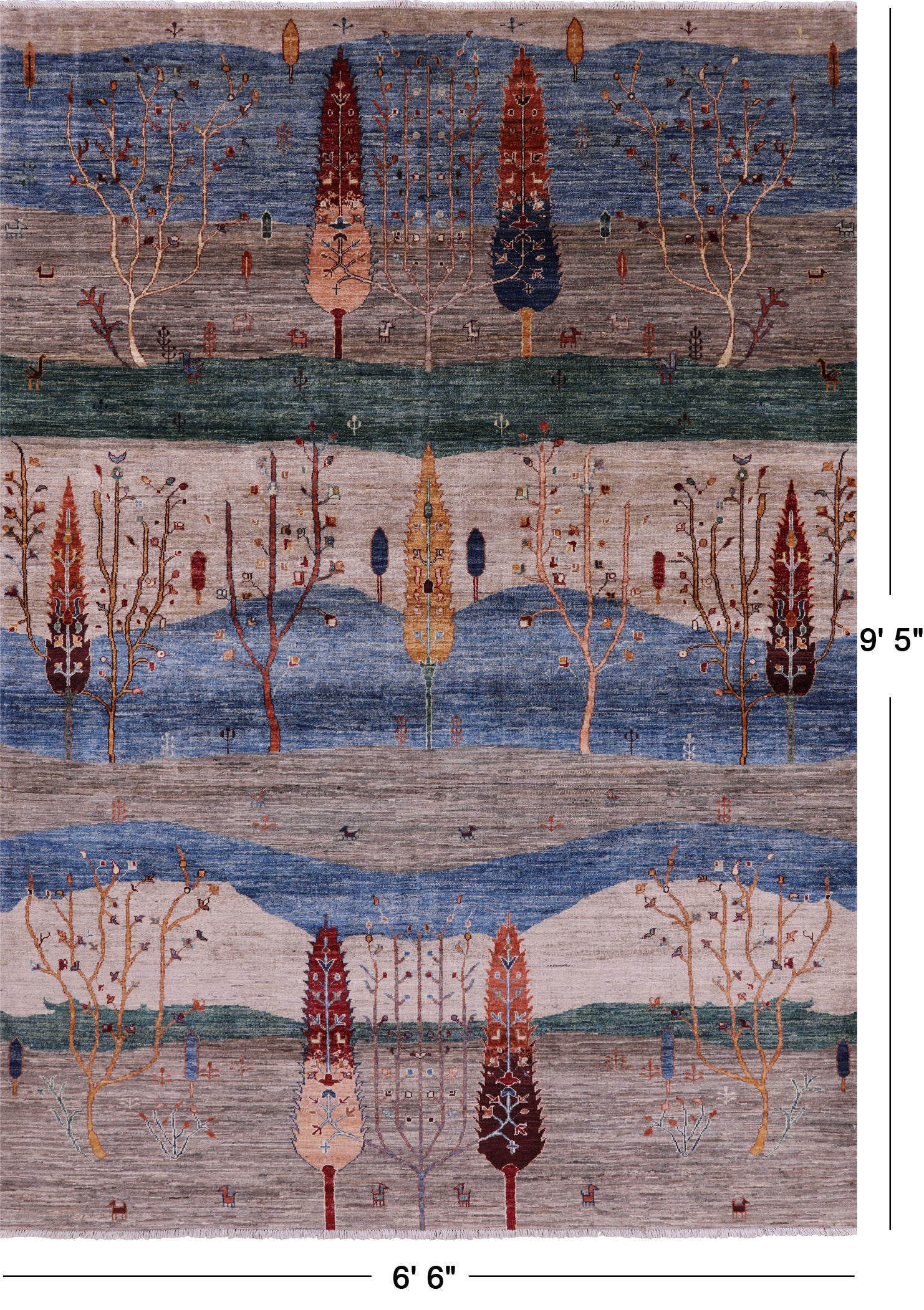 Tribal Persian Gabbeh Hand Knotted Wool Rug - 6' 6" X 9' 5" - Golden Nile
