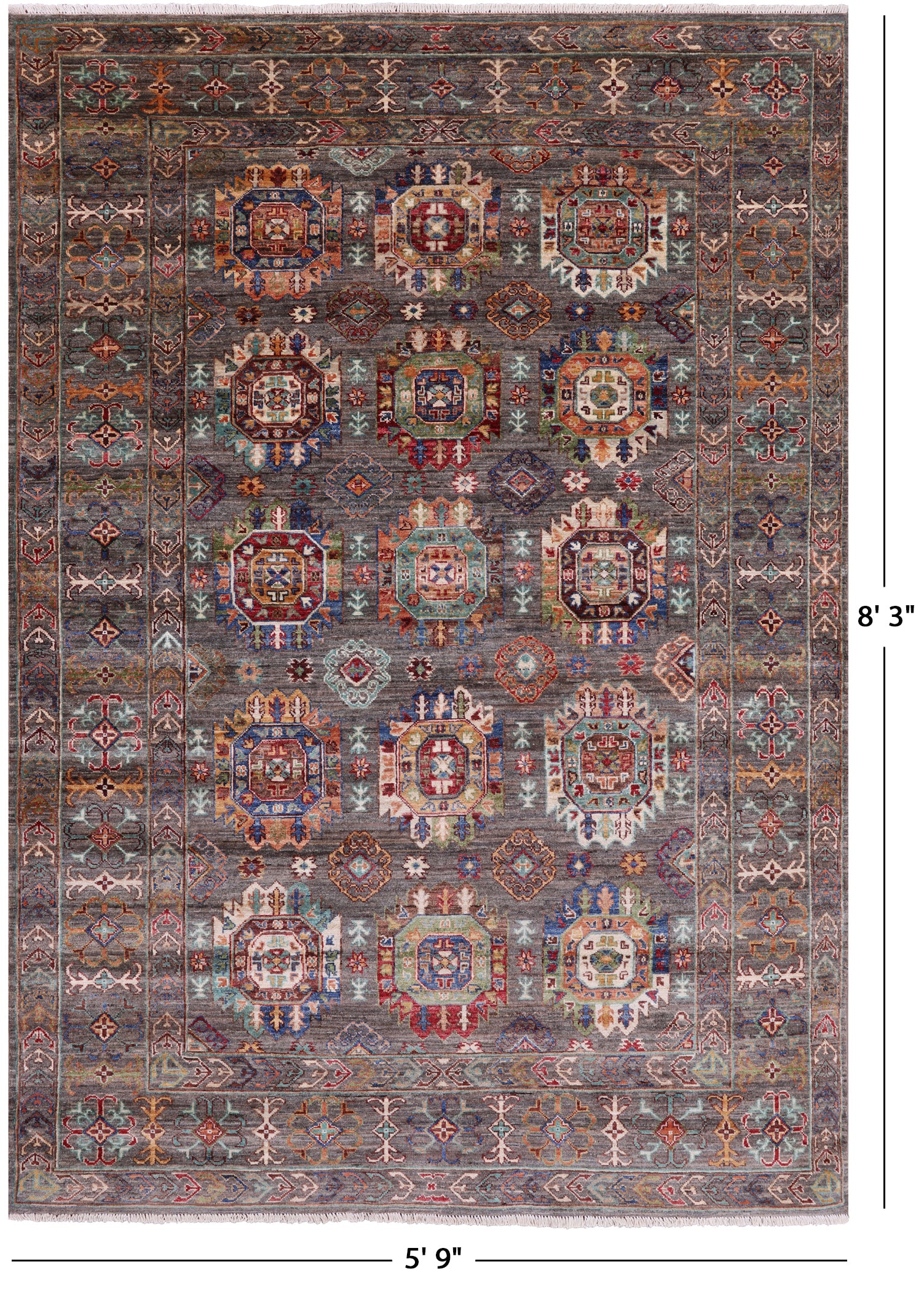 Turkmen Ersari Hand Knotted Wool Rug - 5' 9" X 8' 3" - Golden Nile
