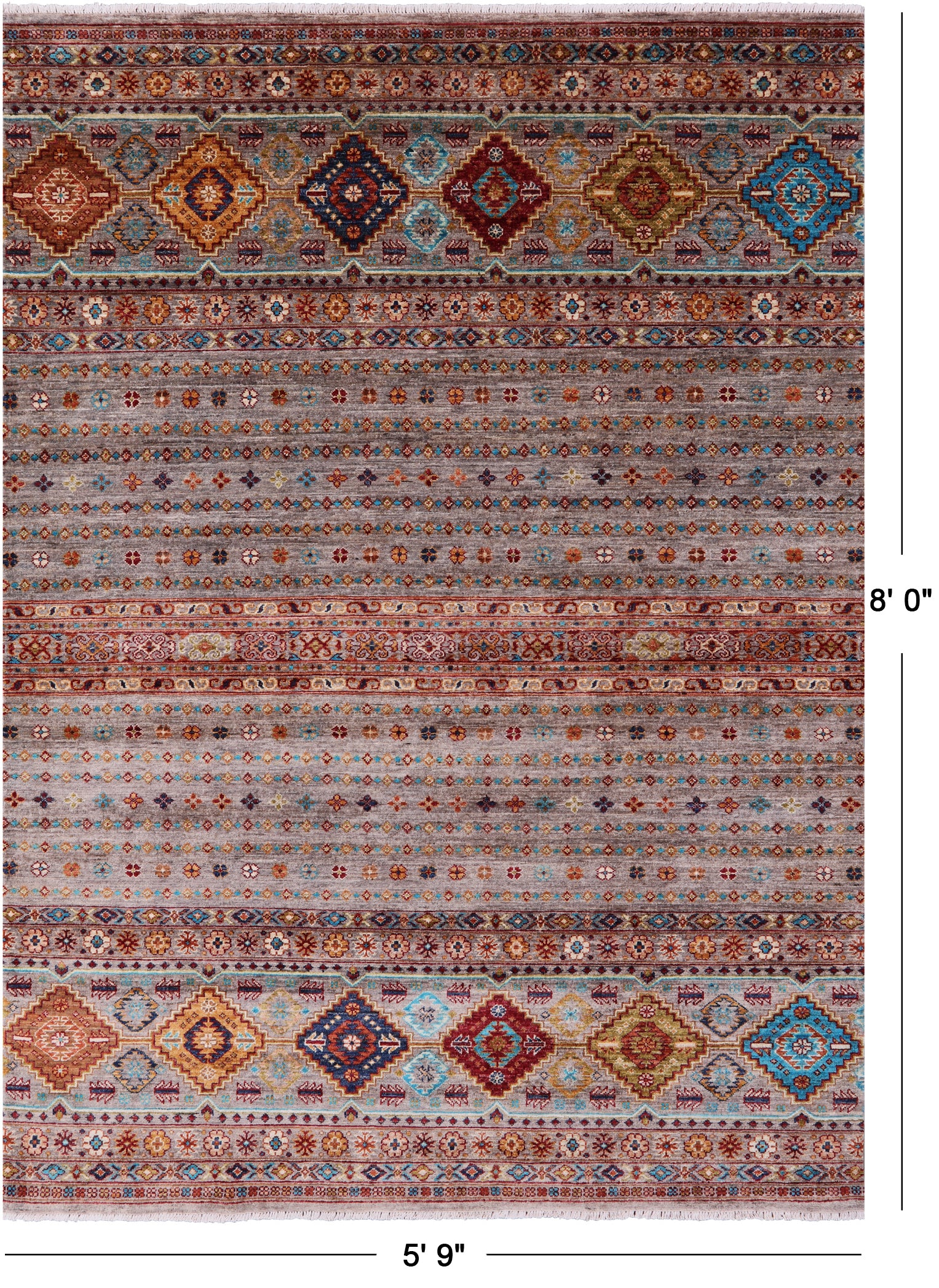 Khorjin Persian Gabbeh Hand Knotted Wool Rug - 5' 9" X 8' 0" - Golden Nile