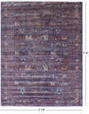 Blue Tribal Persian Gabbeh Hand Knotted Wool Rug - 5' 10" X 7' 6" - Golden Nile