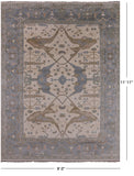 Ivory Turkish Oushak Hand Knotted Wool Area Rug - 9' 0" X 11' 11" - Golden Nile