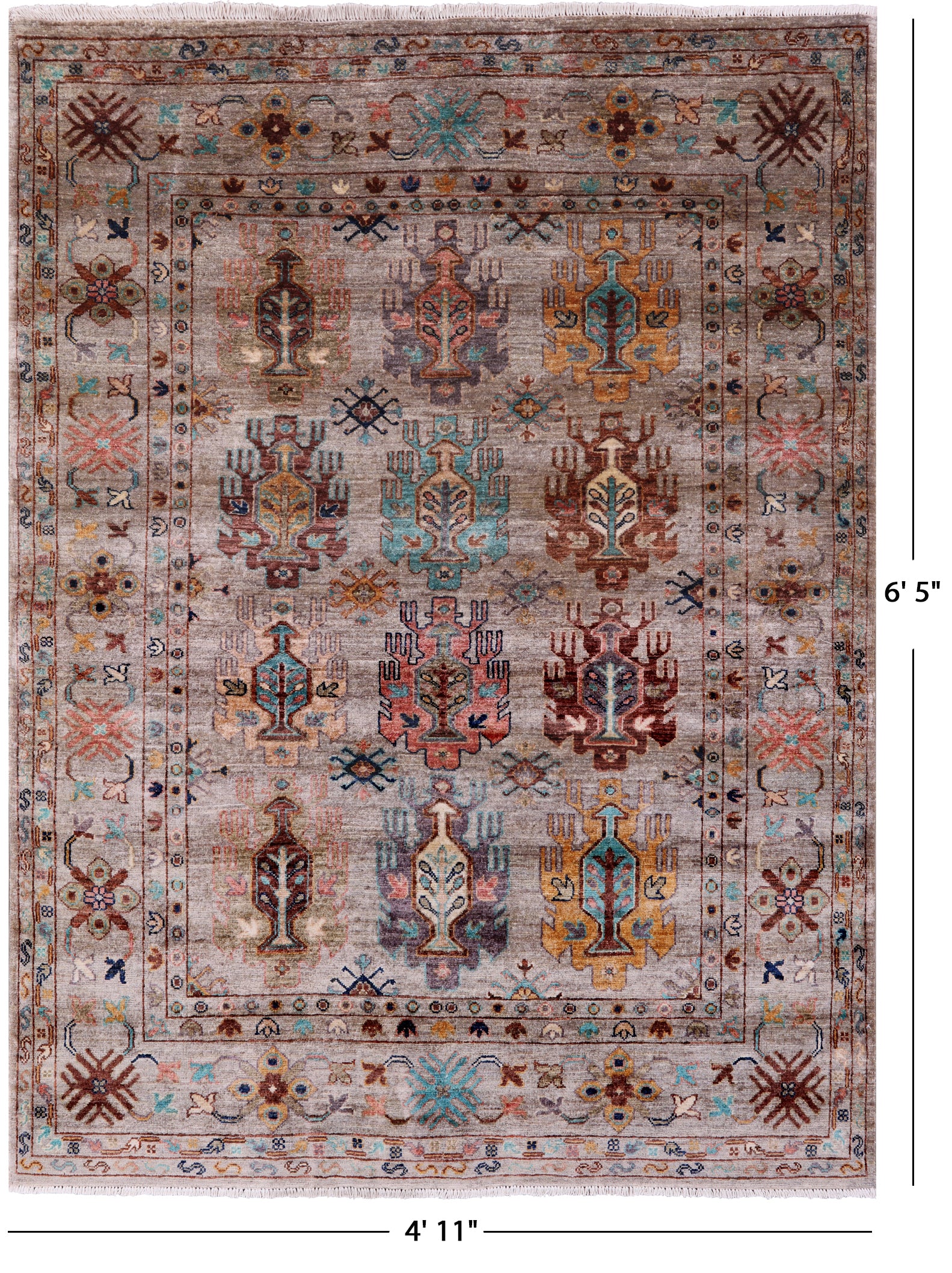Persian Hand Knotted Wool Rug - 4' 11" X 6' 5" - Golden Nile