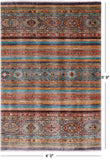 Khorjin Persian Gabbeh Hand Knotted Wool Rug - 4' 0" X 5' 9" - Golden Nile