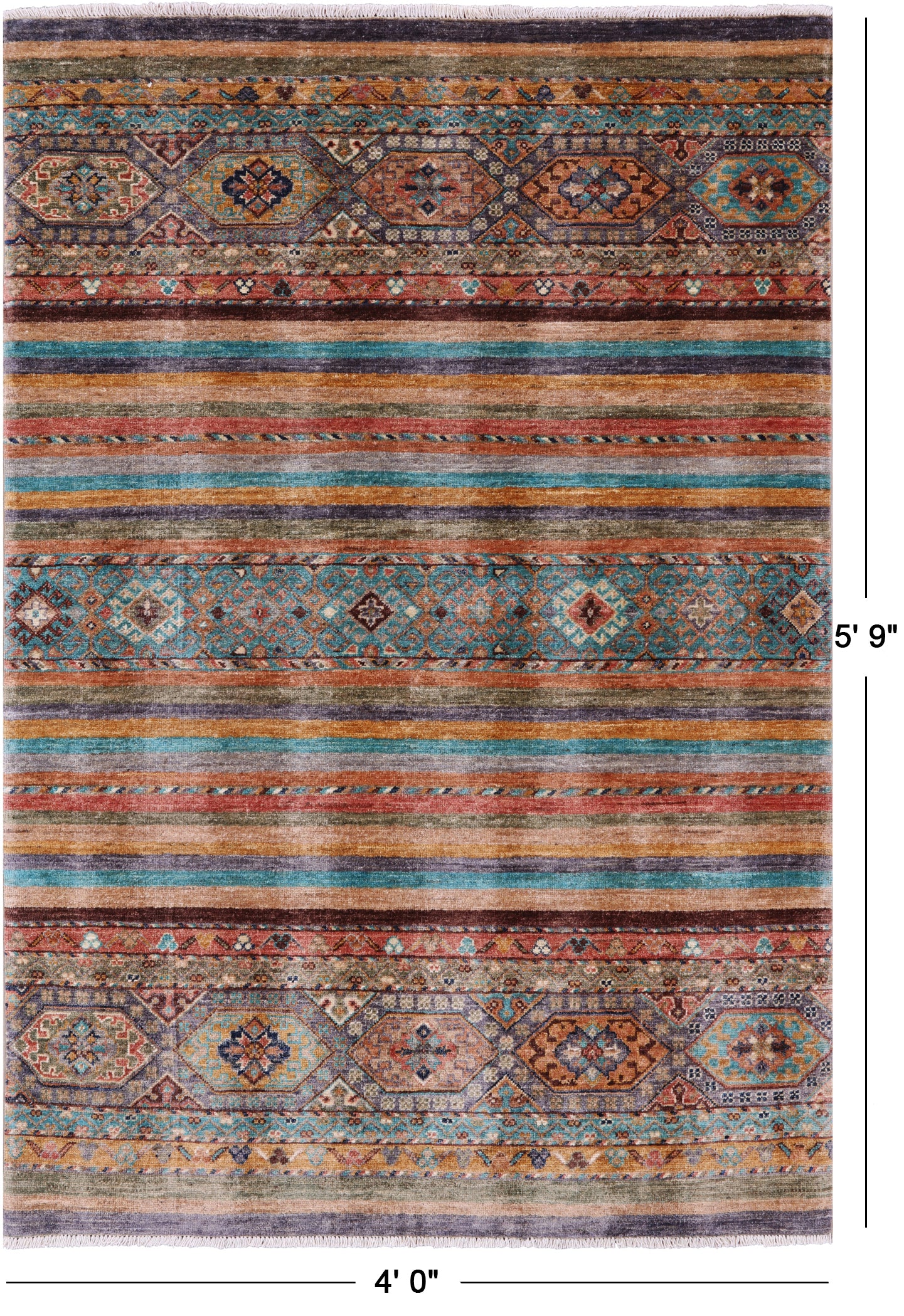 Khorjin Persian Gabbeh Hand Knotted Wool Rug - 4' 0" X 5' 9" - Golden Nile