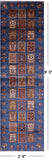 Blue Garden Design Persian Handmade Wool Runner Rug - 2' 8" X 9' 3" - Golden Nile