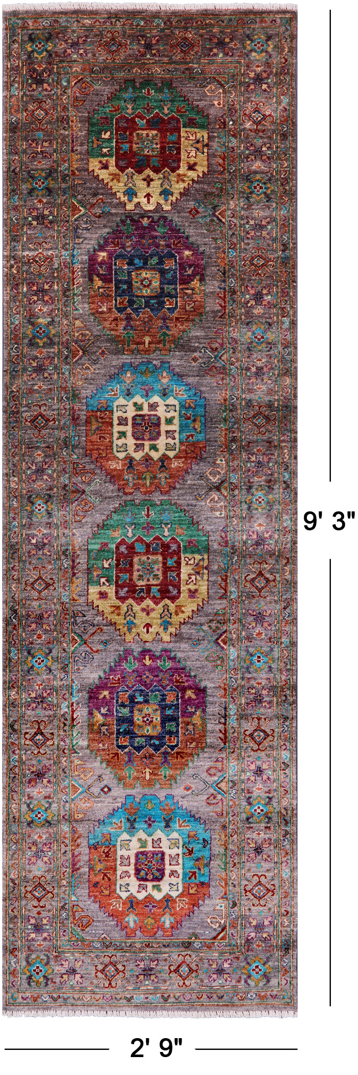 Turkmen Ersari Hand Knotted Wool Runner Rug - 2' 9" X 9' 3" - Golden Nile
