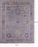 Grey Turkish Oushak Hand Knotted Wool on Wool Rug - 10' 0" X 12' 11" - Golden Nile