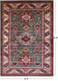 Green Super Kazak Hand Knotted Wool Rug - 6' 9" X 9' 6" - Golden Nile