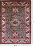 Green Super Kazak Hand Knotted Wool Rug - 6' 9" X 9' 6" - Golden Nile