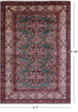 Green Super Kazak Hand Knotted Wool Rug - 5' 7" X 7' 10" - Golden Nile