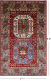 Red Super Kazak Handmade Wool Rug - 3' 11" X 6' 2" - Golden Nile