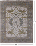 Ivory Turkish Oushak Hand Knotted Wool Area Rug - 9' 0" X 11' 9" - Golden Nile
