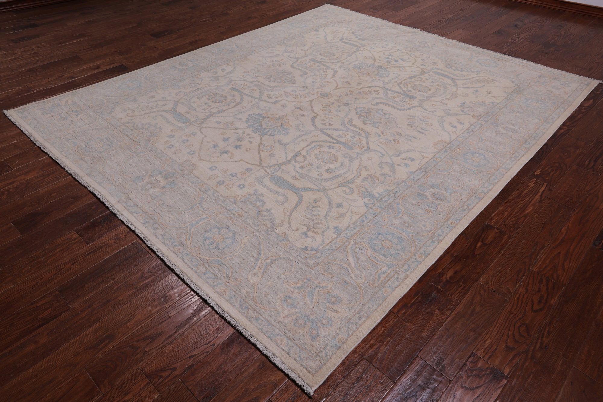 Ivory Turkish Oushak Hand Knotted Wool Rug - 8' 1" X 9' 7"