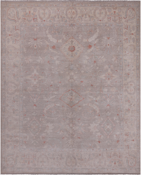 Grey Turkish Oushak Handmade Wool Rug - 8' 2" X 9' 10"