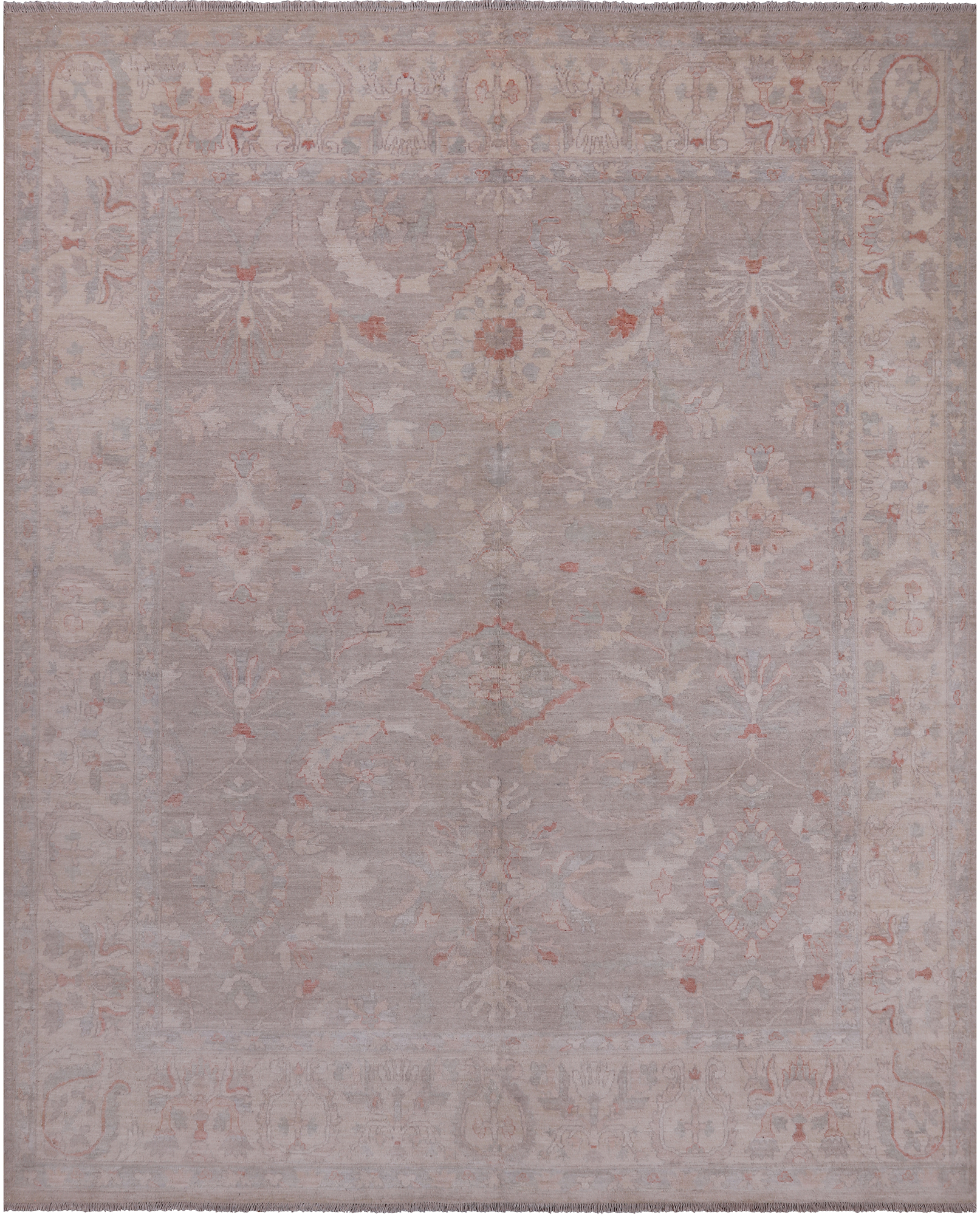 Grey Turkish Oushak Handmade Wool Rug - 8' 2" X 9' 10"