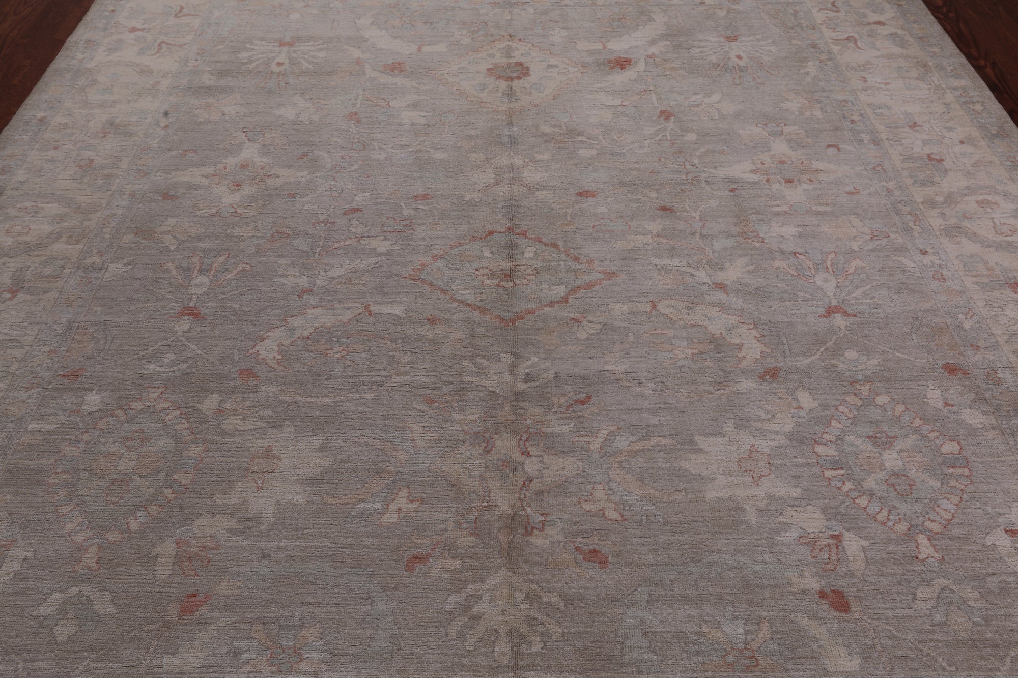 Grey Turkish Oushak Handmade Wool Rug - 8' 2" X 9' 10"