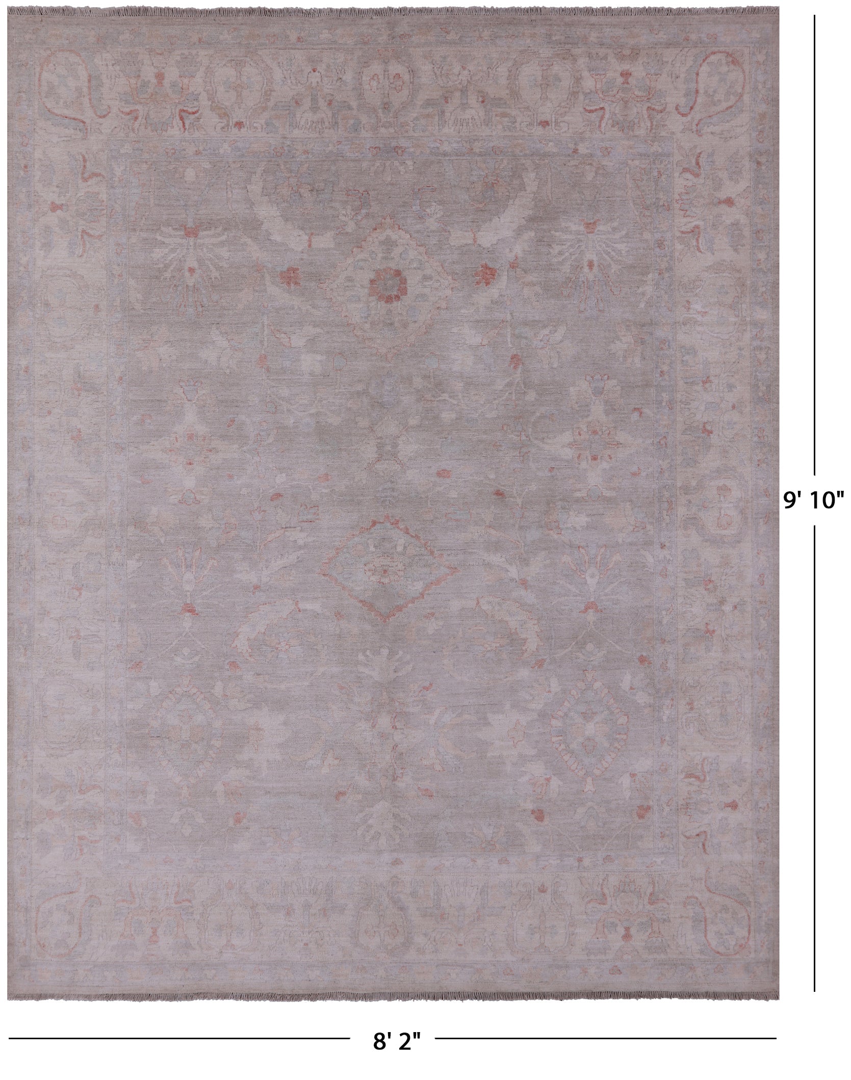 Grey Turkish Oushak Handmade Wool Rug - 8' 2" X 9' 10" - Golden Nile
