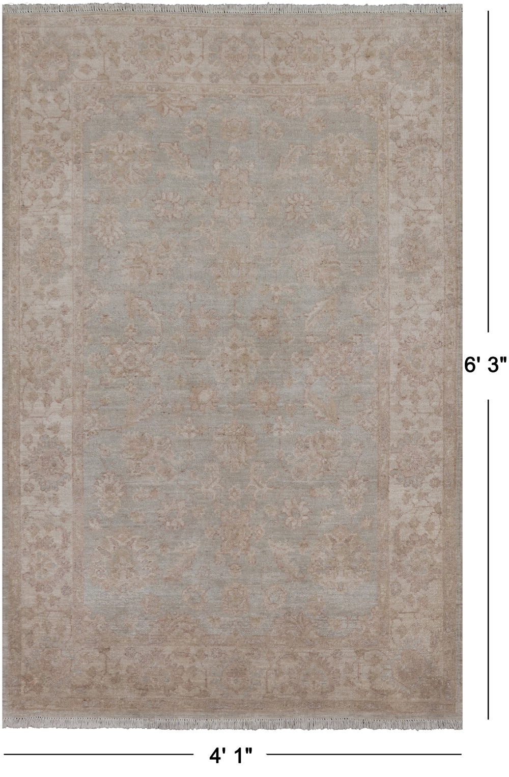 Turkish Oushak Hand Knotted Wool Rug - 4' 1" X 6' 3"