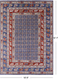 Blue Antiqued Pazyryk Historical Design Hand Knotted Wool Rug - 10' 0" X 14' 1" - Golden Nile