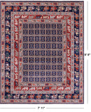 Blue Antiqued Pazyryk Historical Design Hand Knotted Wool Rug - 7' 11" X 9' 8" - Golden Nile