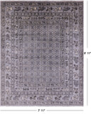 Grey Antiqued Pazyryk Historical Design Handmade Wool Rug - 7' 11" X 9' 11" - Golden Nile