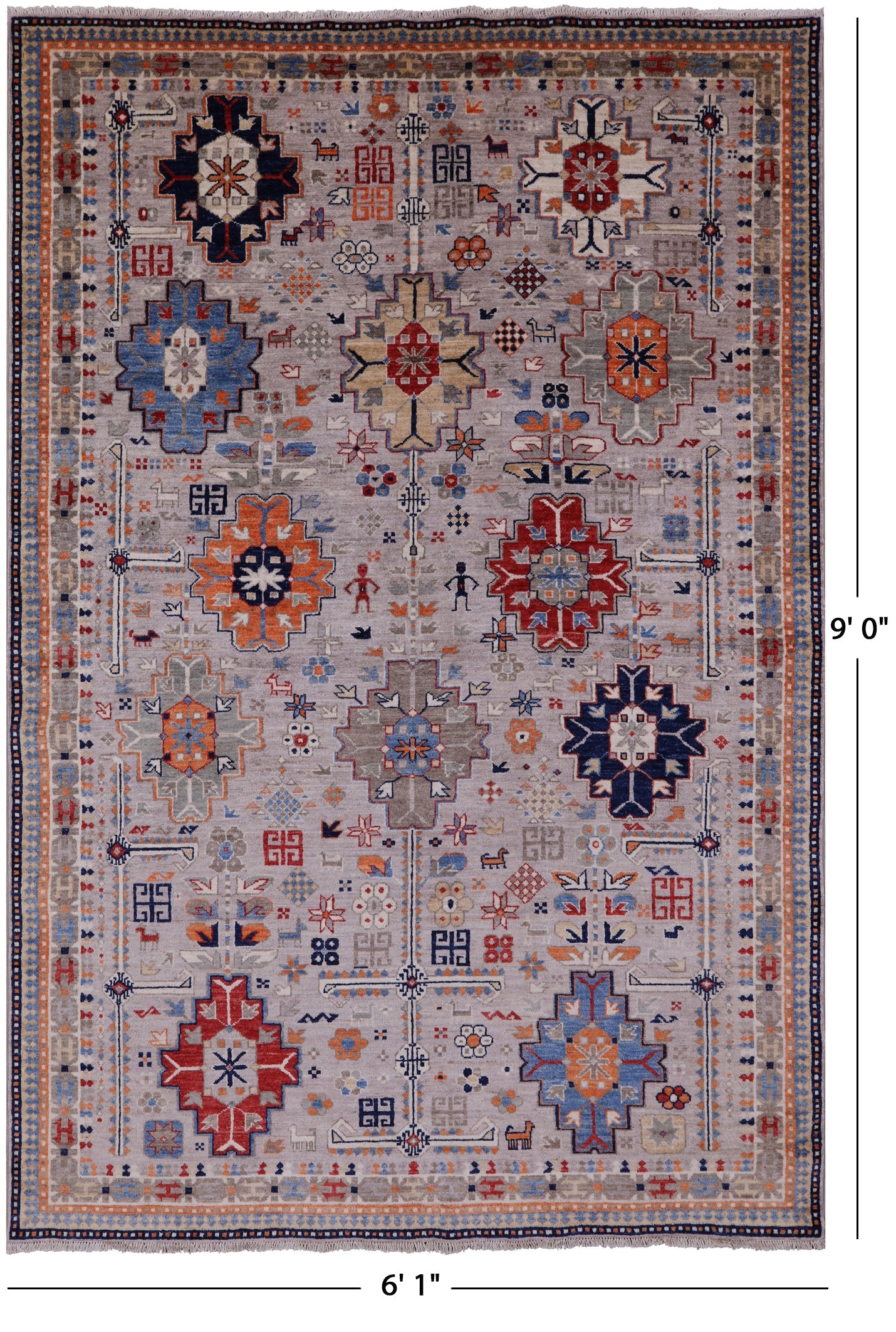 Tribal Persian Gabbeh Hand Knotted Wool Rug - 6' 1" X 9' 0" - Golden Nile