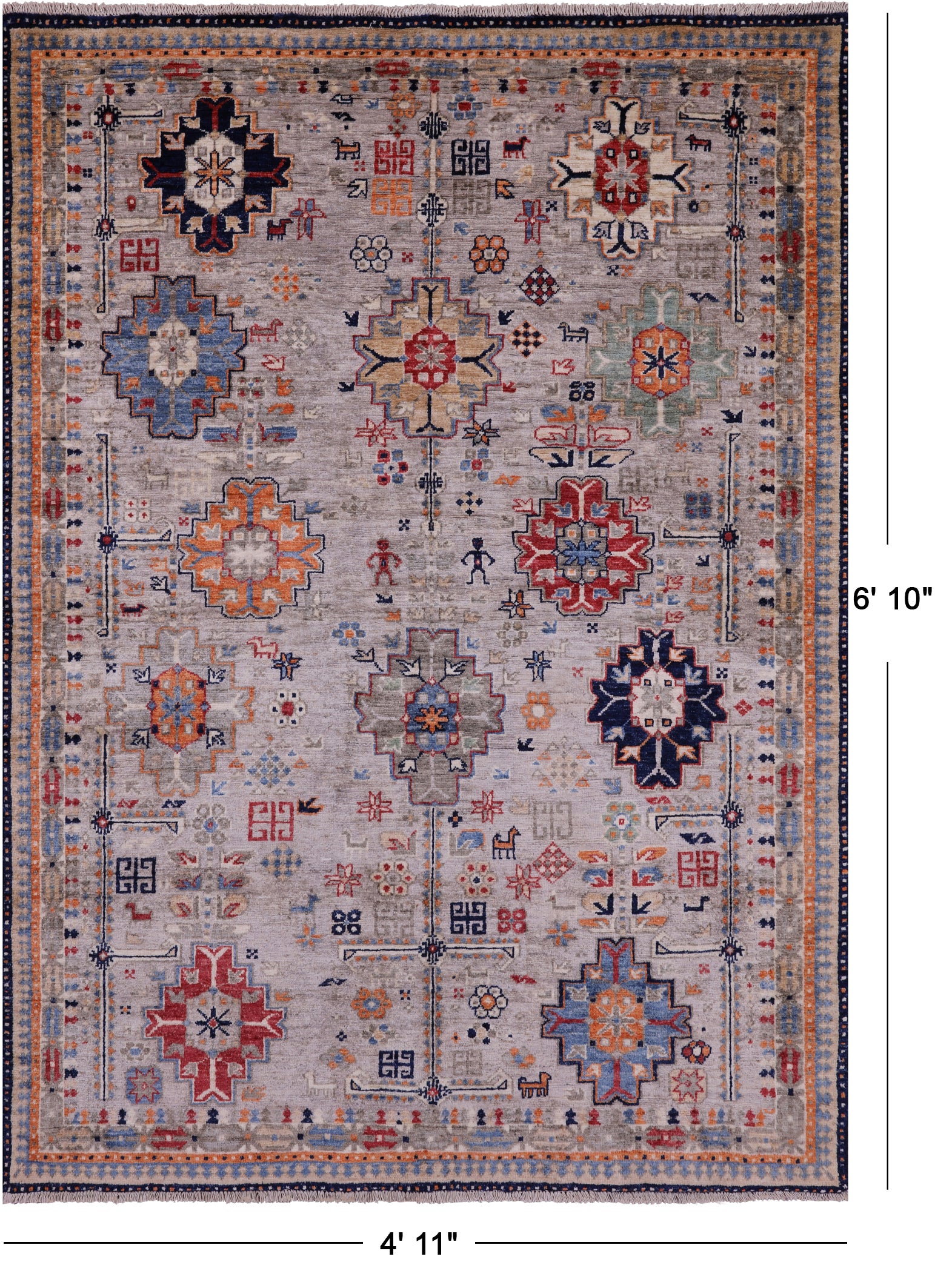 Tribal Persian Gabbeh Hand Knotted Wool Rug - 4' 11" X 6' 10" - Golden Nile
