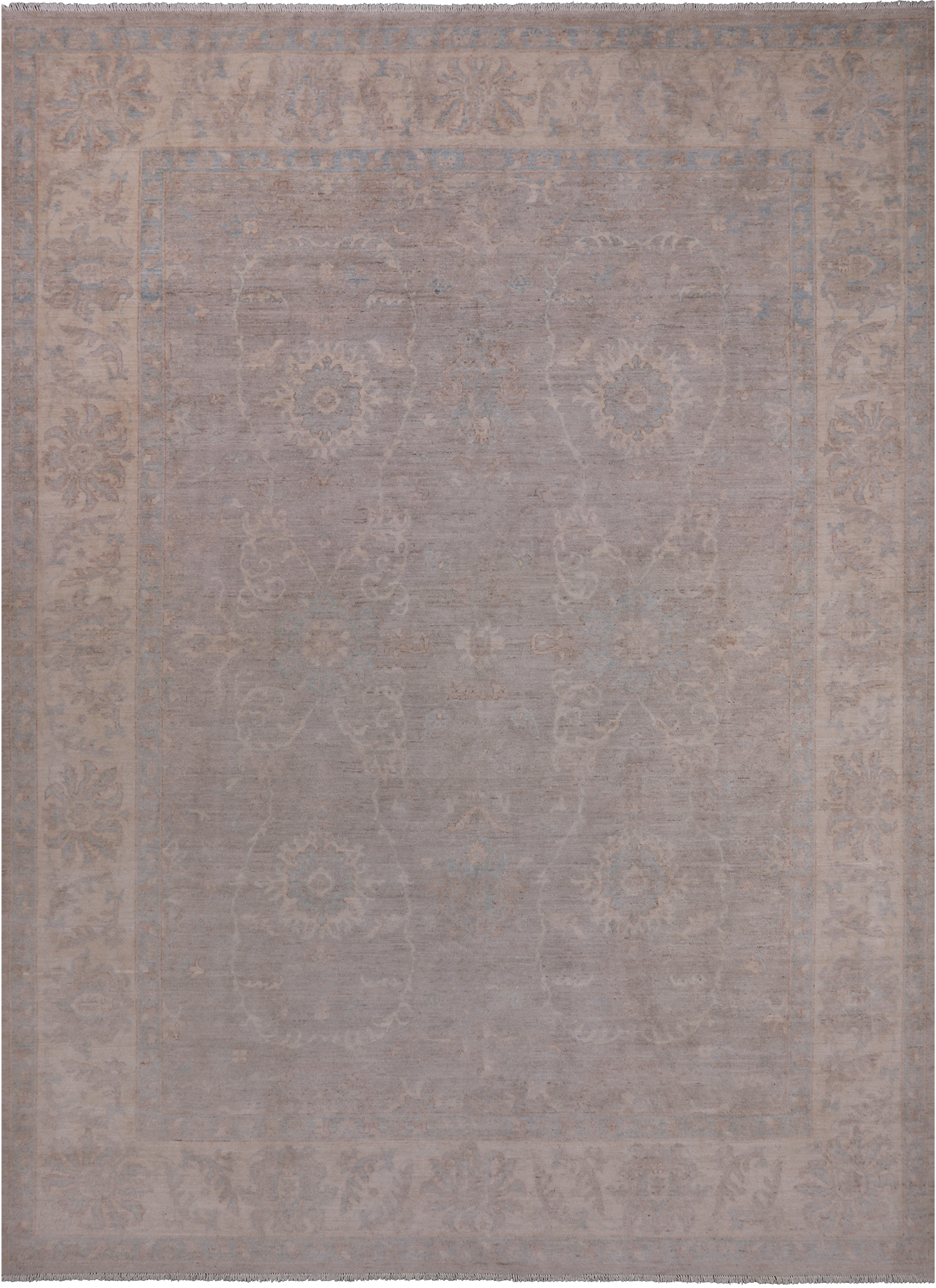 Grey Turkish Oushak Hand Knotted Wool Rug - 8' 8" X 11' 9"