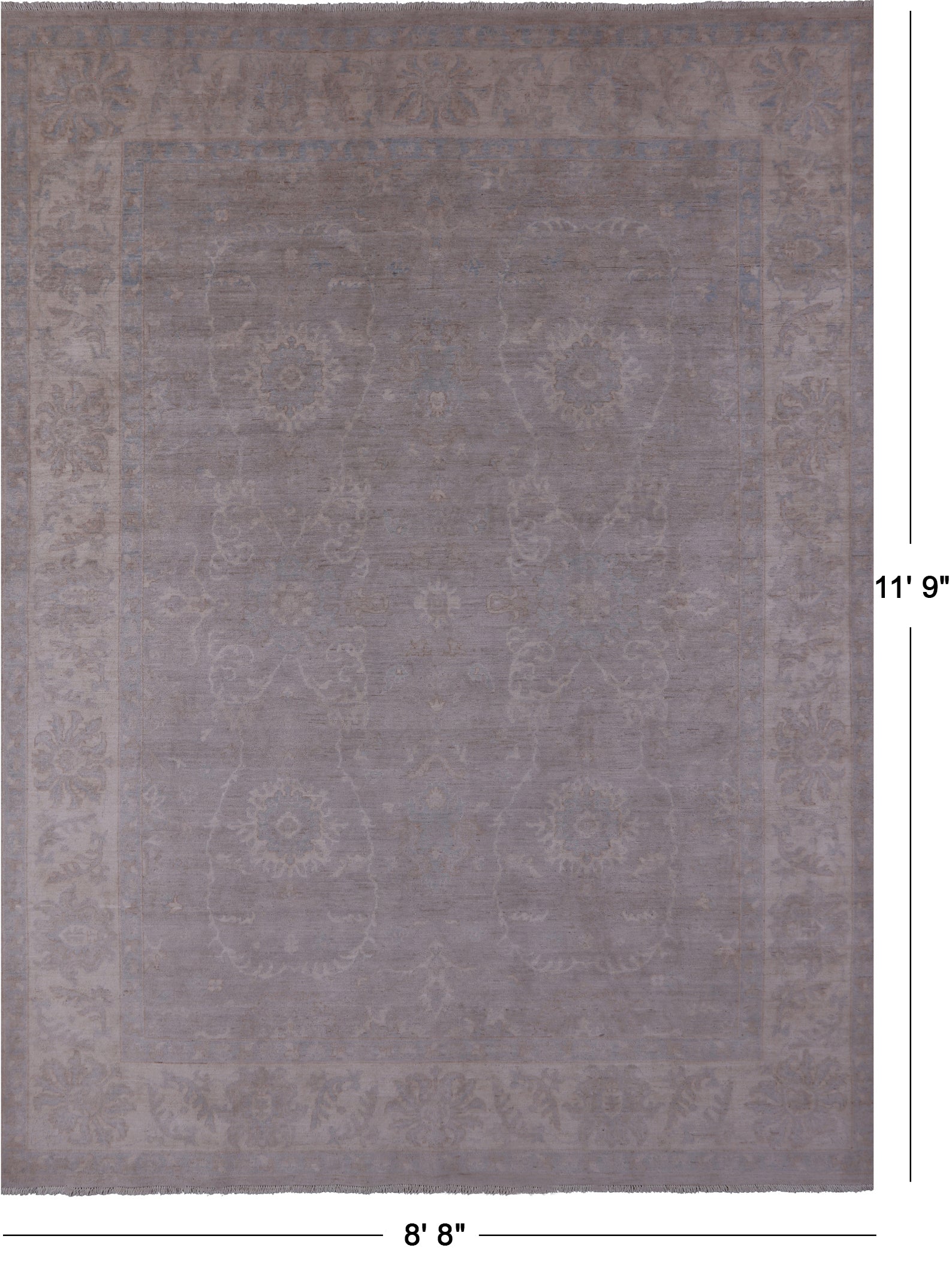 Grey Turkish Oushak Hand Knotted Wool Rug - 8' 8" X 11' 9" - Golden Nile