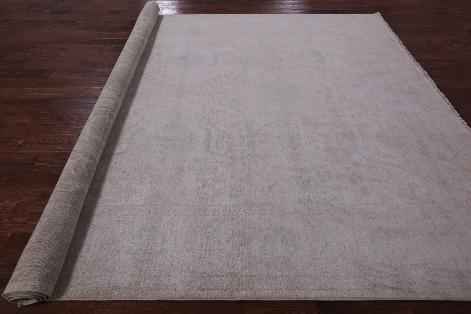 Ivory Turkish Oushak Hand Knotted Wool Rug - 8' 11" X 11' 9" - Golden Nile
