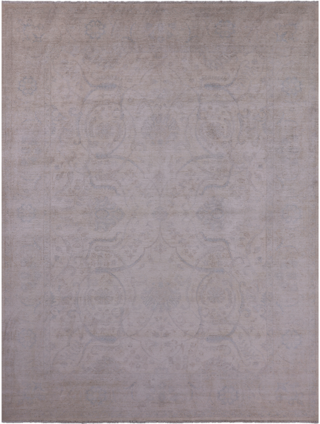 Ivory Turkish Oushak Hand Knotted Wool Rug - 8' 11" X 11' 9" - Golden Nile