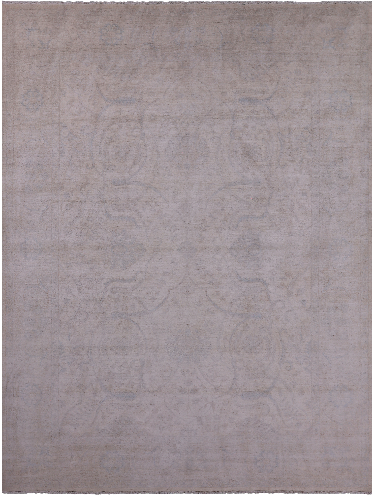 Ivory Turkish Oushak Hand Knotted Wool Rug - 8' 11" X 11' 9" - Golden Nile