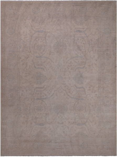 Ivory Turkish Oushak Hand Knotted Wool Rug - 8' 11" X 11' 9"