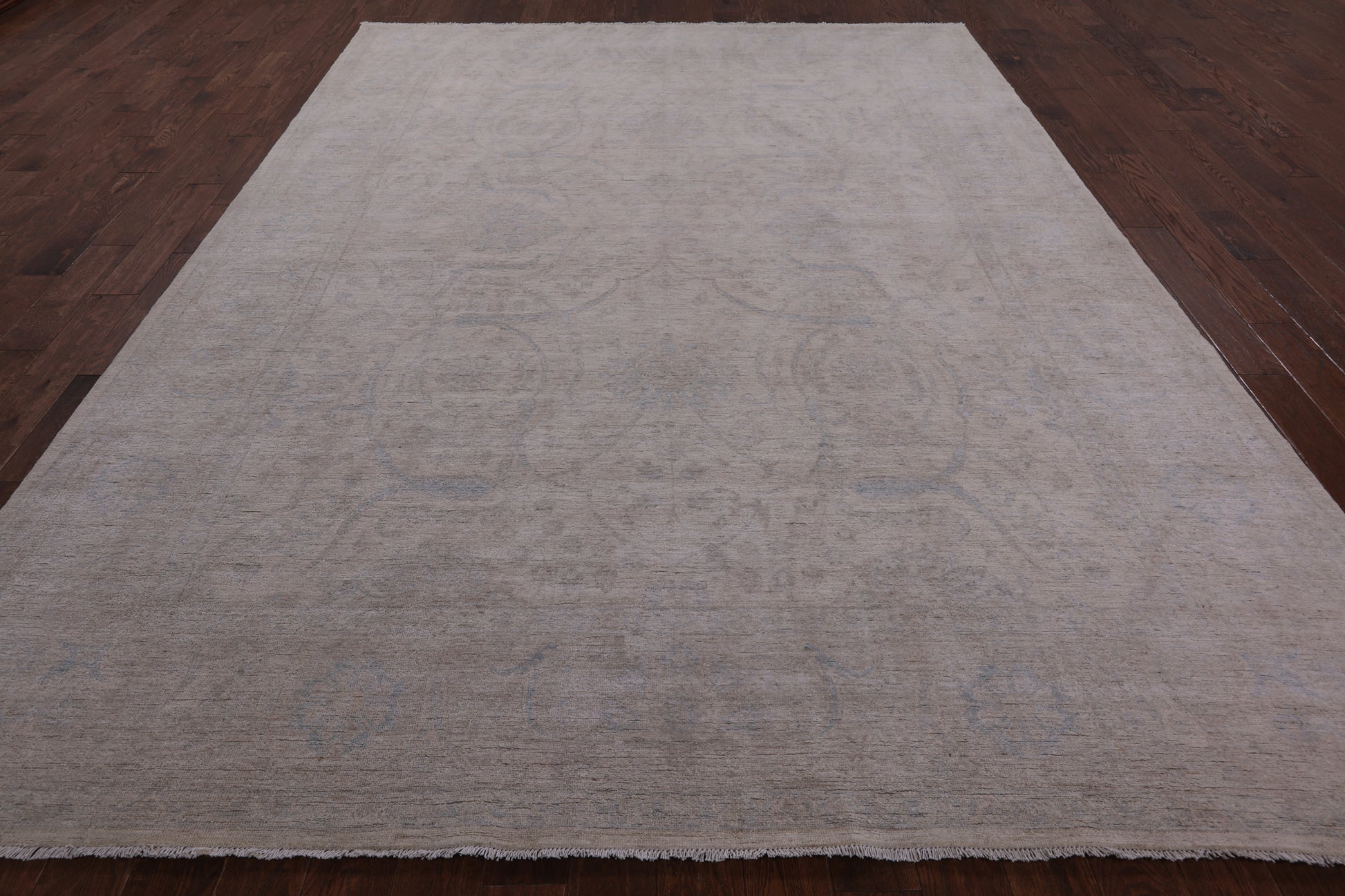 Ivory Turkish Oushak Hand Knotted Wool Rug - 8' 11" X 11' 9" - Golden Nile