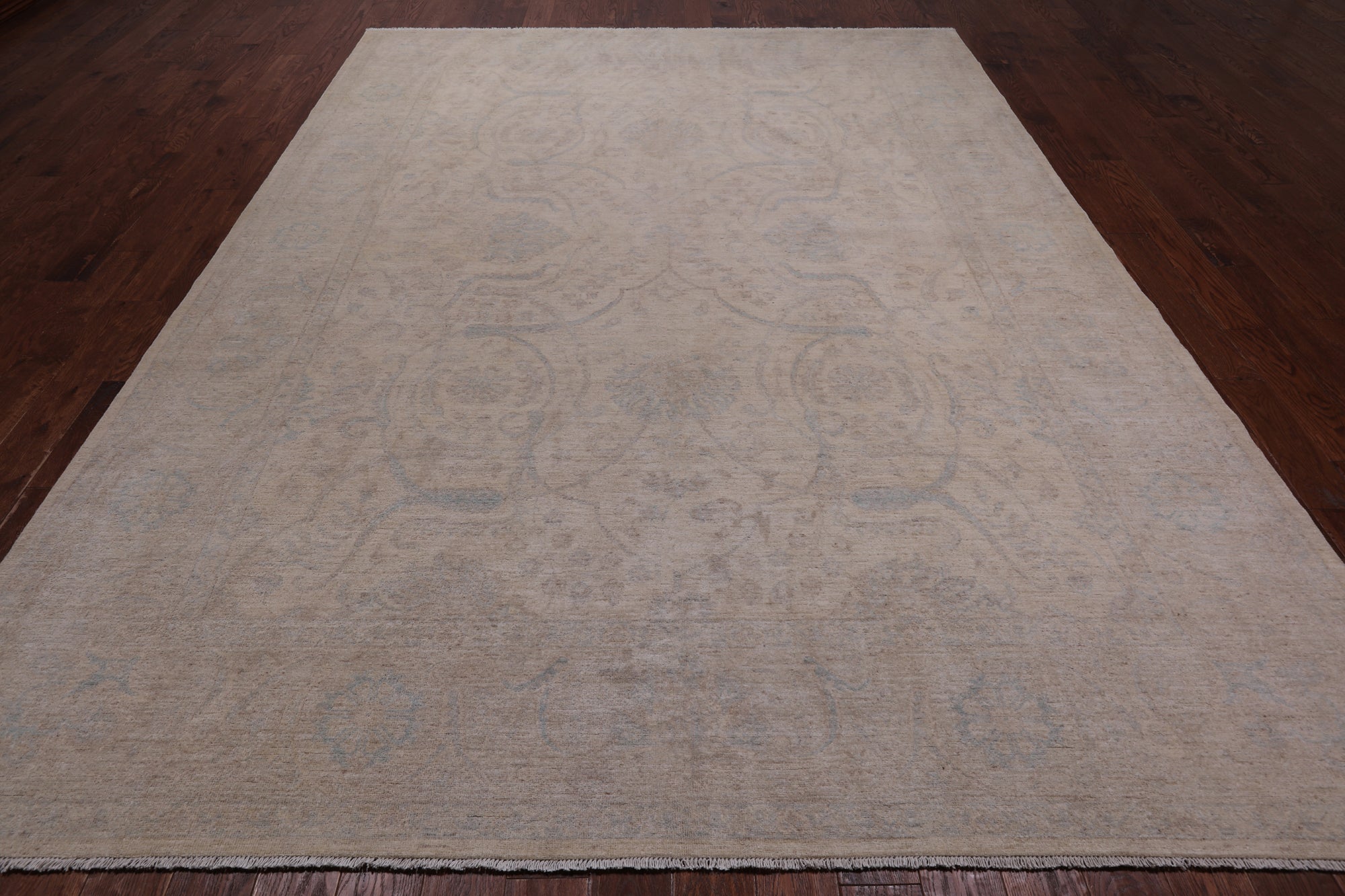 Ivory Turkish Oushak Hand Knotted Wool Rug - 8' 11" X 11' 9"