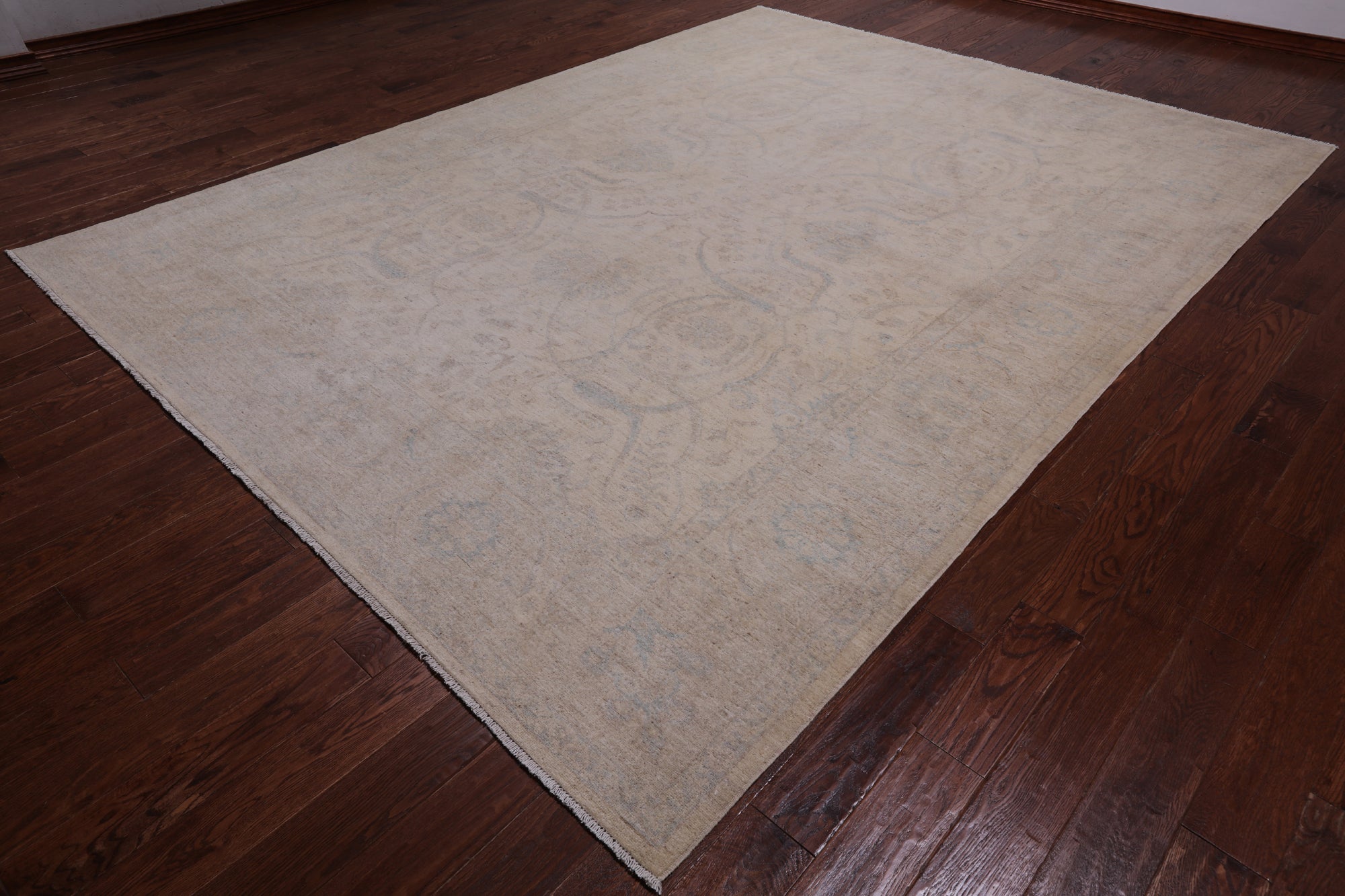 Ivory Turkish Oushak Hand Knotted Wool Rug - 8' 11" X 11' 9"
