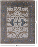 Ivory Turkish Oushak Hand Knotted Wool Area Rug - 7' 11" X 9' 9" - Golden Nile