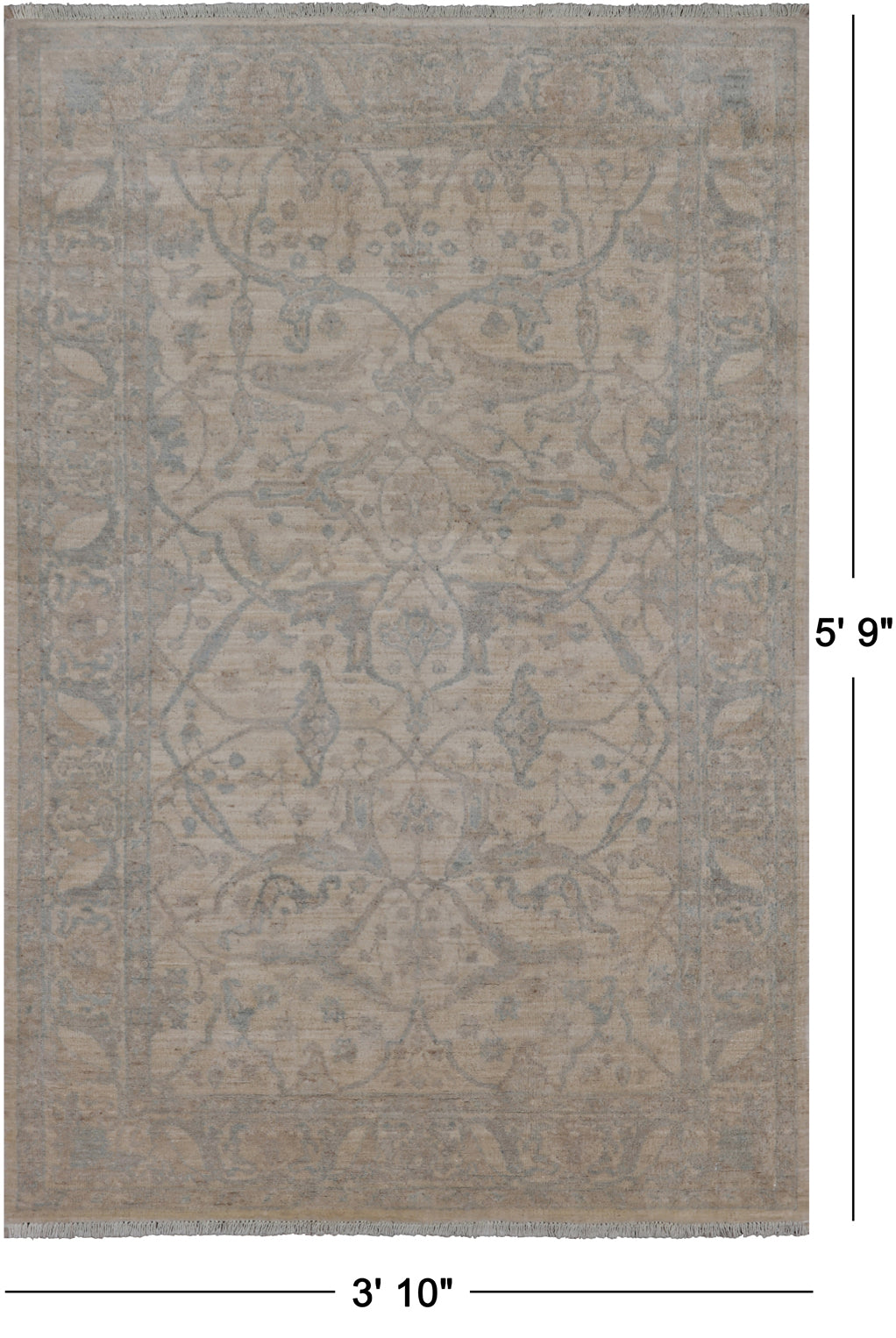 Ivory Turkish Oushak Handmade Wool Rug - 3' 10" X 5' 9"