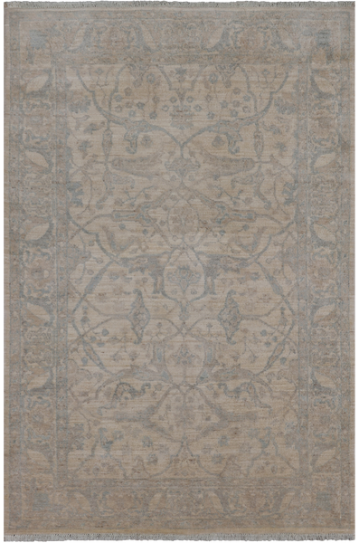 Ivory Turkish Oushak Handmade Wool Rug - 3' 10" X 5' 9"