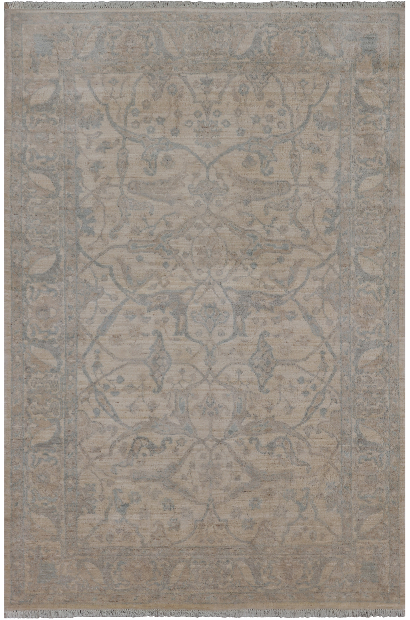 Ivory Turkish Oushak Handmade Wool Rug - 3' 10" X 5' 9"