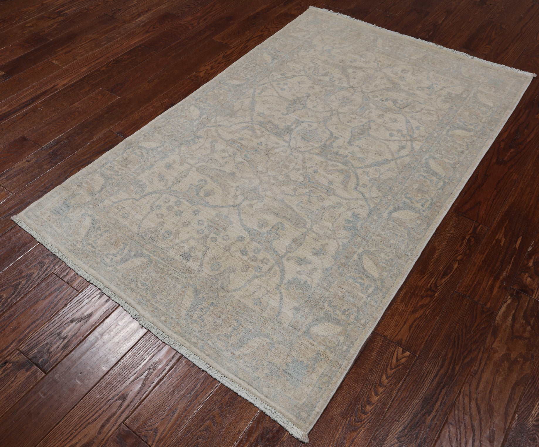 Ivory Turkish Oushak Handmade Wool Rug - 3' 10" X 5' 9"