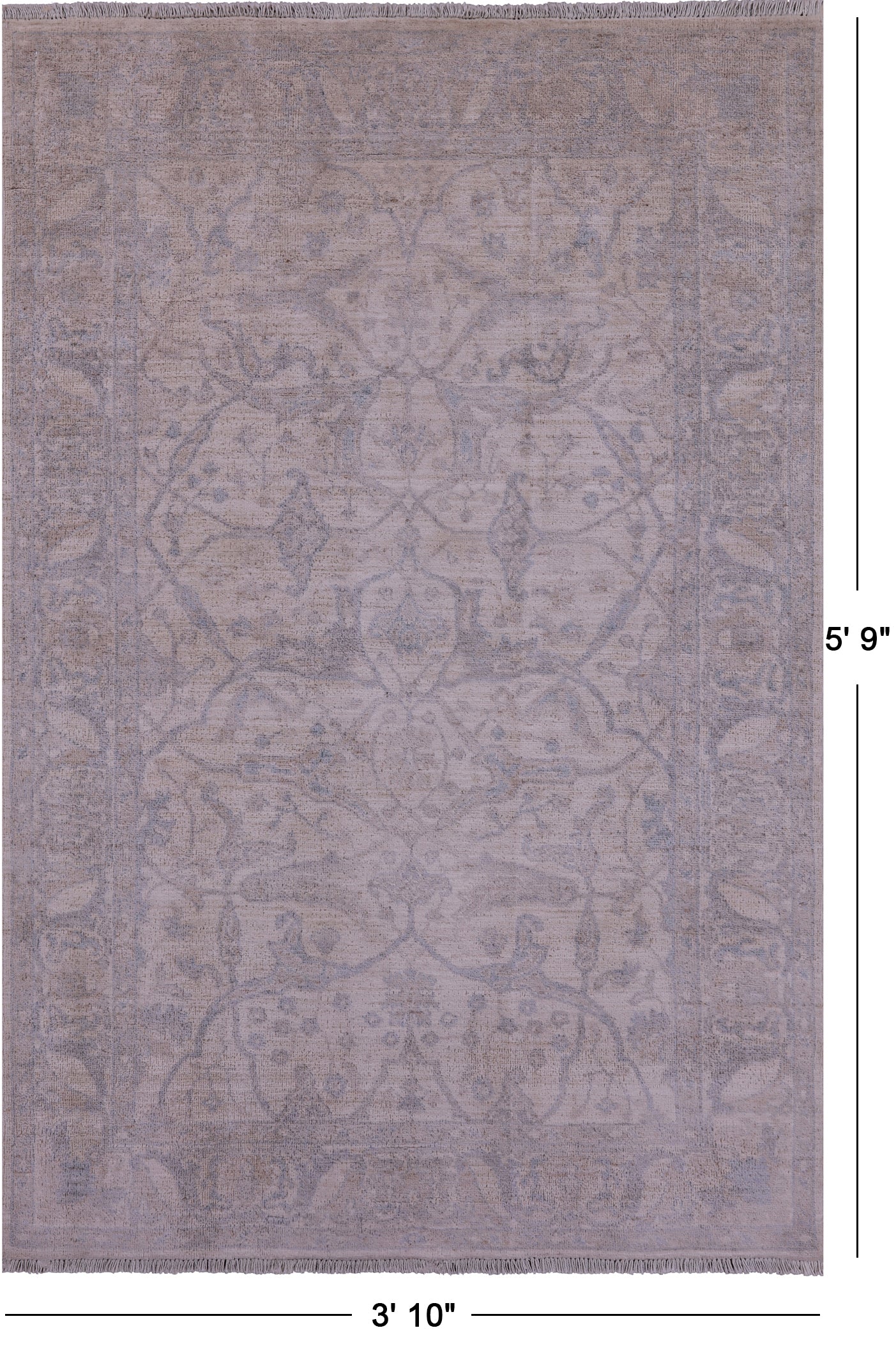 Ivory Turkish Oushak Handmade Wool Rug - 3' 10" X 5' 9" - Golden Nile