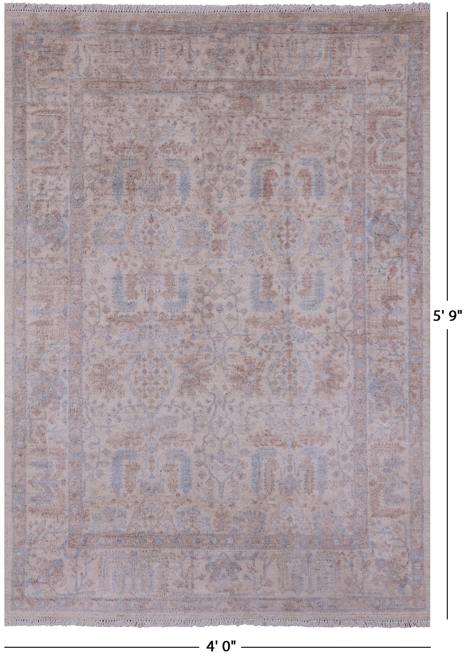 Ivory Turkish Oushak Hand Knotted Wool Rug - 4' 0" X 5' 9" - Golden Nile