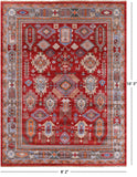 Red Persian Fine Serapi Hand Knotted Wool on Wool Rug - 8' 2" X 10' 3" - Golden Nile