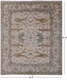 Ivory Turkish Oushak Hand Knotted Wool Area Rug - 8' 2" X 9' 8" - Golden Nile
