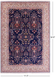 Blue Persian Sarouk Hand Knotted Wool Rug - 11' 2" X 16' 0" - Golden Nile