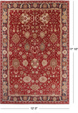 Red Persian Tabriz Handmade Wool Rug - 12' 0" X 17' 10" - Golden Nile