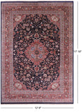 Blue Fine Persian Bijar Hand Knotted Wool Rug - 12' 0" X 17' 10" - Golden Nile