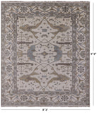 Ivory Turkish Oushak Hand Knotted Wool Area Rug - 8' 3" X 9' 9" - Golden Nile