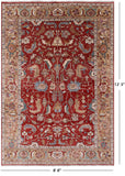Red Persian Heriz Serapi Handmade Wool Rug - 8' 8" X 12' 3" - Golden Nile